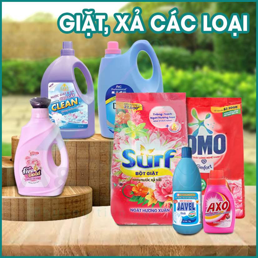 Bột giặt, nước giặt, nước xã, nước tẩy